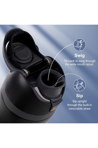 Shineyee Sıfır Kaçırma Su Şişesi Değişim Kapağı - 16/24/32/40 Oz Uyumlu, Bpa-free, Damlacık Sağlam, Siyah Siyah