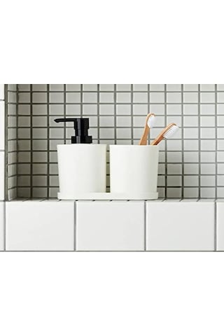 Ikea Storavan Banyo Aksesuar Seti - Sıvı Sabunluk - Katı Sabunluk Beyaz