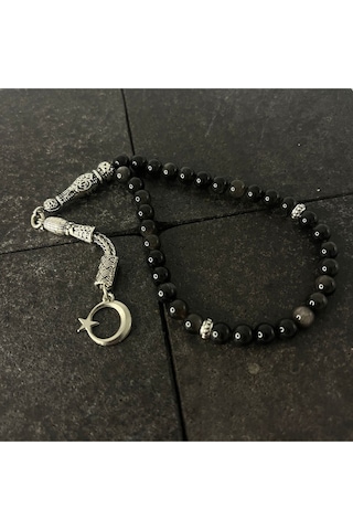 Sertifikalı Obsidyen 6mm 33lük Doğal Taş Tesbih