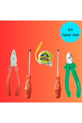 6 Parça Tamir Seti Tornavida Pense Yan Keski Pense - 5 Parça Tamir Seti Tornavida Pense Yan Keski Pense