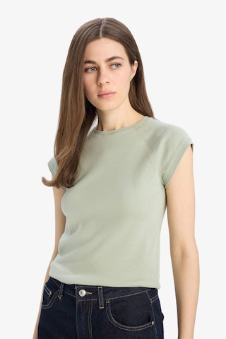 DeFacto Slim Fit Dar Kesim Bisiklet Yaka Basic Düz Ribana Kısa Kollu Tişört C7334AX25SPGN1156