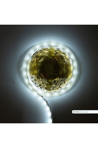 ACK Üç Çip 60 LED li Şerit LED 6500K Beyaz Işık 12V 14.4W 5m