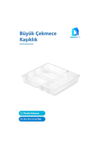 Şeffaf Plastik Büyük Çekmece Kaşıklık 39 X 39 X 5,5 Cm
