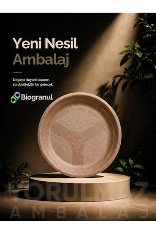 17 Cm %100 Doğal Biogranül Ahşap Tabak 5 Li Kullan-at Piknik & Servis Tabağı Siyah