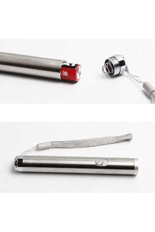 El Feneri Pointer 2 İn 1 Lazer Pointer + Fener Sunum Kalemi Metal Siyah