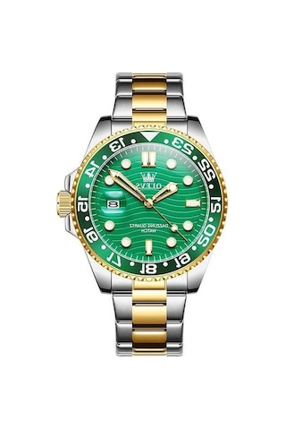 Novahub Olevs 3610 Erkekler Çelik Kayış Aydınlık Su Geçirmez Kuvars Saat Yeşil Altın Çok Renkli Çok Renkli