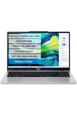 Acer AL15-71P-735B NX.J7LEY.001 i7-12650H 16 GB 1 TB SSD 15.6" W11H Dizüstü Bilgisayar