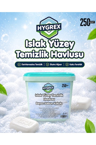 Yüzey Temizlik Havlusu Beyaz Sabun Kokulu Islak Kova Mendil 250 Adet Ev Ofis Tüm Yüzeyler