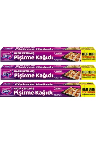 Hazır Kesilmiş Pişirme Kağıdı 10 Lu 42 X 37 Cm Üçlü Set