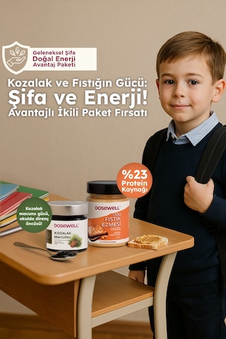 Dosewell Kozalak Macunu 300 Gr & %100 Fıstık Ezmesi 300 Gr 2'li Avantaj Paketi