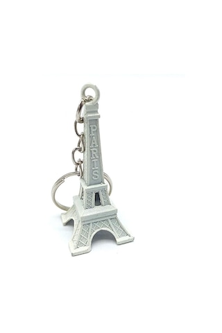 Dünyadanhediyeler Paris Eyfel Kulesi 3D Metal Anahtarlık Beyaz