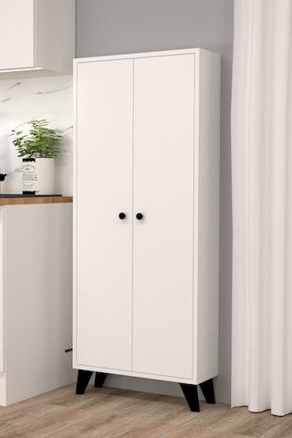Meltem No.1 Çok Amaçlı Banyo Dolabı Ayarlanabilir Raflı Kapaklı Havlu Ve Temizlik Dolabı Beyaz