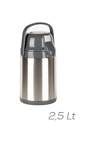 Porsima 2007-1 Çift Katmanlı Paslanmaz Çelik Termos Çay Termosu Su Termosu 2,5lt Inox - Siyah