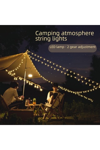 Symbee Dış Mekan Gölge Işığı: 10m 80 Led Su Geçirmez Balon Işık Zinciri, Güneş Gibi Parlak, Kamp Ve Çadır İçin Zirve Atmosfer Üç Hatlı Versiyon Diğer