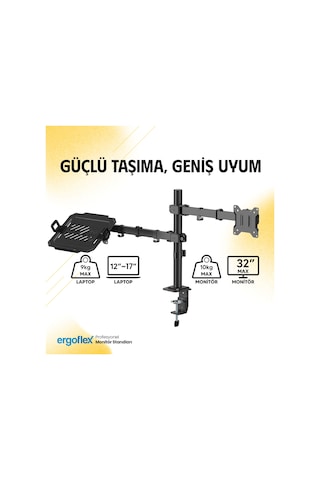 Ergoflex A74l Amortisörlü 17-27 Monitör Tutucu Ve 10-17 Laptop Standı