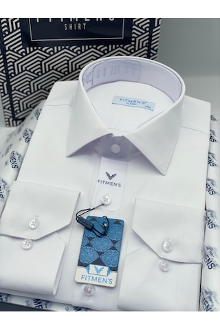 Fitmens Klasik Uzun Kol Cepsiz Likralı Rahat Kumaş Erkek Gömlek Fs-004517 - Beyaz-3192
