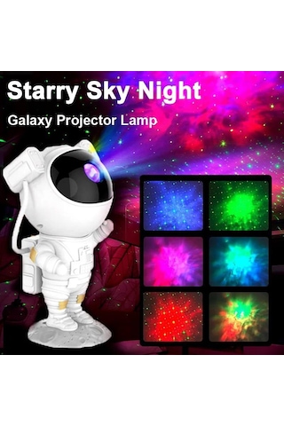 Yeni Taşınabilir Astronot Görünüm Projeksiyon Gece Lambası Beyaz