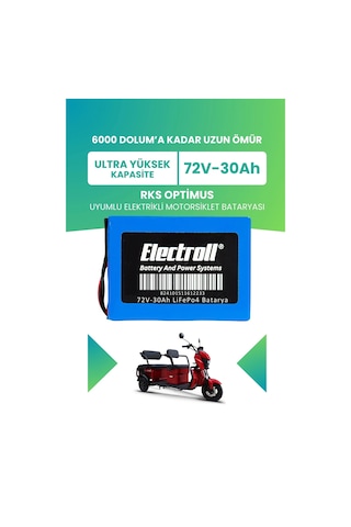 Rks Optimus Batarya Ultra Yüksek Kapasite Lifepo4 72v 30ah Elektrikli Motosiklet Bataryası