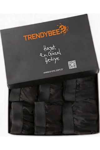 Cnt Erkek Likralı 6'lı Siyah Renk Boxer Premium Paket Trendybee Siyah Siyah