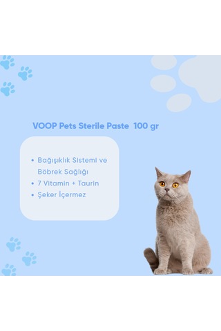 Voop Pet Sterile Paste Kısırlaştırılmış Tüy Yumağı Taurin İçeren Steril Macun 100 G