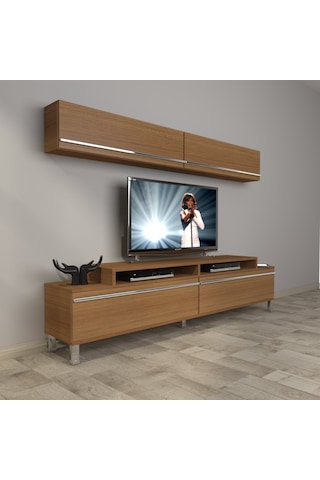 Decoraktiv Ekoflex 5 Mdf Krom Ayaklı Tv Ünitesi Tv Sehpası Ceviz