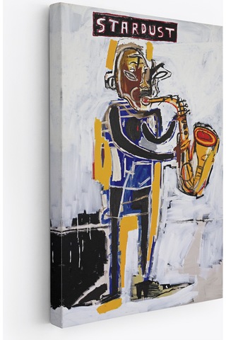 Jean Michel Stardust Saksafon Kanvas Tablo, Sokak Sanatı, Pop Art-4963