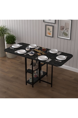 Asra Trend Metal Ayaklı Katlanır Mutfak Masası KM-31 %100 MDF Akıllı Yemek Masası Royal Mermer