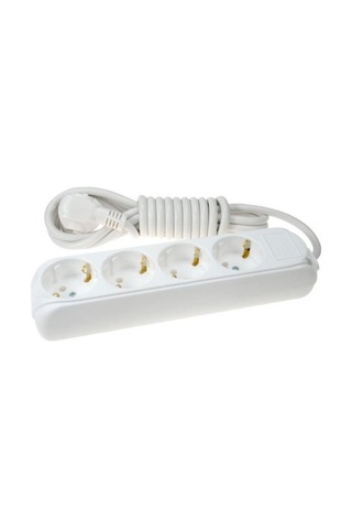 Almera 4'lü Topraklı Grup Priz 3 Metre Beyaz