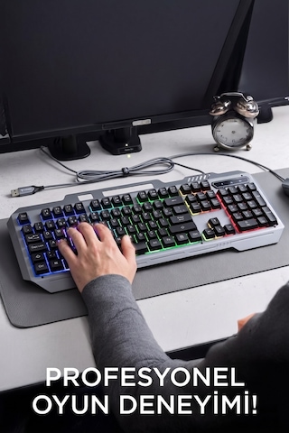 Oyuncu Klavyesi Rgb Işıklı Mekanik Ergonomik Kablolu Klavye Tk13