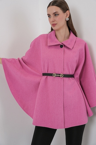 Bigdart Kadın Kemerli Kaşe Panço 9170 - Pembe