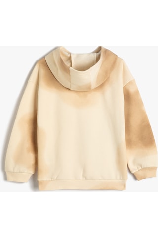 Koton Kapşonlu Batik Sweatshirt Uzun Kollu Slogan Baskılı Bej 4wkg10653ak 4WKG10653AK050 Ekru
