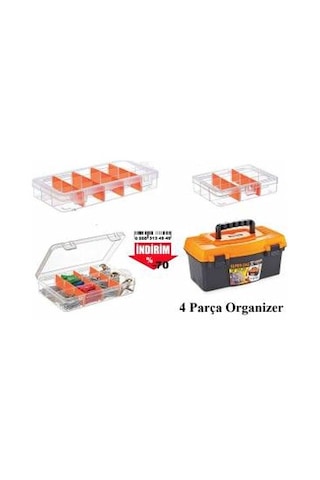 Bölmeli Organizer Ve Alet Çantası Seti Balık Malzemesi Hobi Boncu
