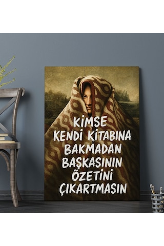 Bk Gift Vintage Klasik Sanat Esprili Sözlü Dekoratif Kanvas Tablo - 11 Çok Renkli