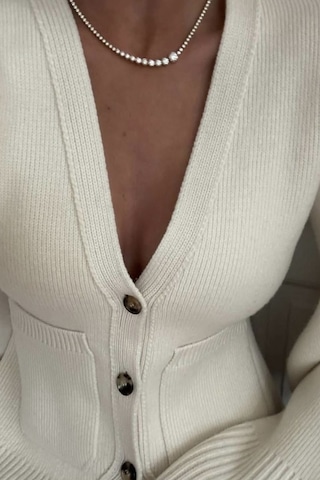 Ritnice Kadın Alexa Tok Dokulu Ekru Cepli Hırka Ekru