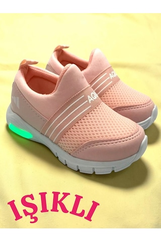 Ellaboni Kız / Erkek Çocuk Yumuşak Işıklı Spor Ayakkabı Nefes Alabilen Hafif Aqua Sneaker Pudra