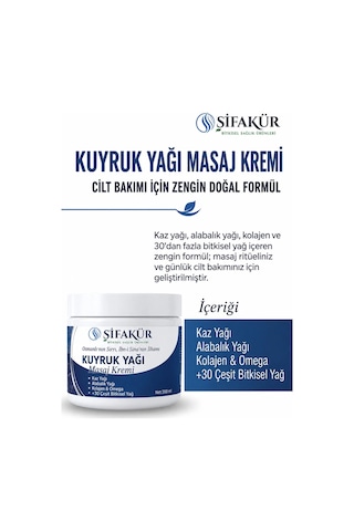 Kuyruk Yağı Kremi 350 ml Kuyruk Yağlı Masaj Kremi Kaz Yağı Alabalık Yağı Kolajenli
