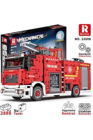 Reobrix Technic 22008 İtfaiye Kamyonu Kumandalı&motorlu Yapı Blok Seti Building Blocks Fire Ladder Truck - 2692 Parça