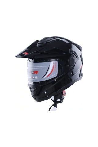 Cross Kask Ncr-165 Çene Açılır Gözlüklü E-ce Belgeli Kask Parlak Siyah Siyah