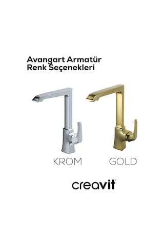 Creavit Avangart Lavabo Banyo Eviye Bataryası 3'lü Set AG1500-AG2500-AG8500 Krom