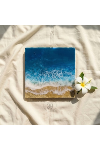 Caribbean Ocean Epoksi Duvar Tablosu El Yapımı Okyanus Temalı Dekoratif Sanat, 25x25 Cm & 30x30 Cm 1 Adet