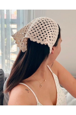 Shimmer Bandana Cream Bandana Açık Krem