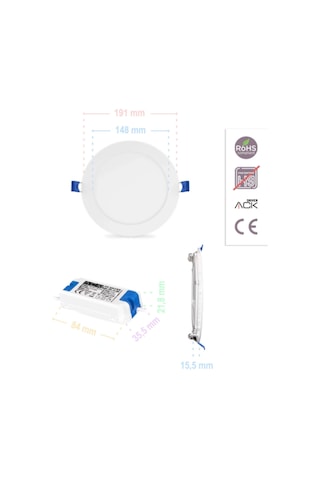 Ack-ap01-01530 15 W Sıva Altı Yuvarlak Led Panel Beyaz Beyaz