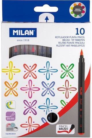 Mılan 0612610 Brush Fırça Uçlu Keçeli Kalem 10Lu