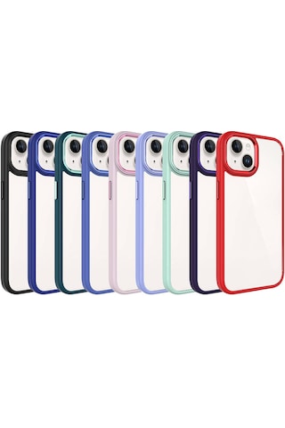Apple Uyumlu iPhone 15 Kılıf Zore Krom Kapak Kırmızı