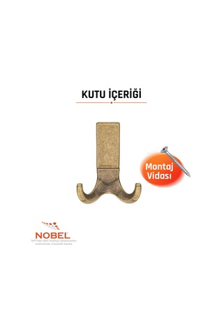 Best Lüks Askı, Metal, Vestiyer Askı, 121 Gr, Dolap Askılık, Duvar Askılığı, Antik Sarı Vidalı