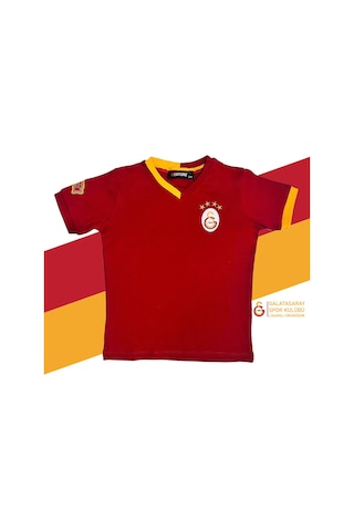 Gsstore Galatasaray Lisanslı Kırmızı Basic Çocuk Kişiye Özel T-shirt Ahşap Kutulu Kırmızı