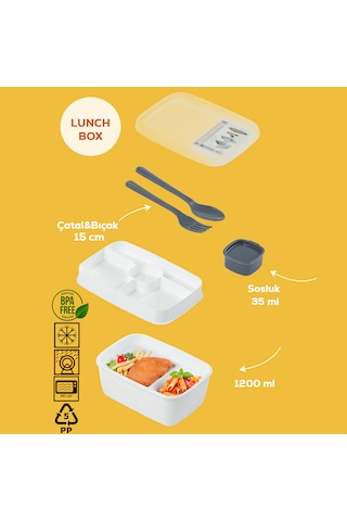 Porsima 3200 Vakumlu 2 Katlı Lunch Box - Sefer Tası 1200 Ml Beyaz
