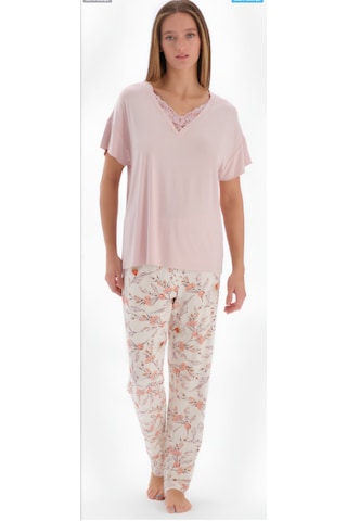 Eros 33520 Kısa Kol Kadın Pijama Takımı Pudra