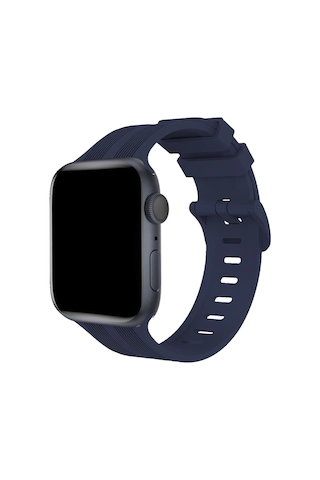 Newface - 684 - Apple Watch Uyumlu 38mm Kr408 Çizgili Silikon Kordon - Csmo-tex - - Lacivert