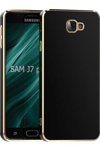 Samsung Galaxy Uyumlu J7 Prime Kılıf Zore Kenarı Gold Renk Silikon Bark Kapak
